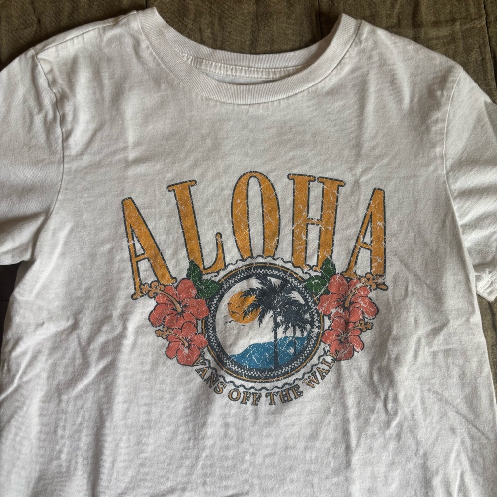 Vans White Aloha Graphic Short Sleeve Tee